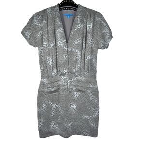Walter by Walter Baker Animal Print Short Sleeve Pleated Mini Dress XS